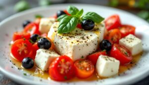 Feta in friggitrice ad aria con pomodorini: morbida e pronta in un quarto d'ora