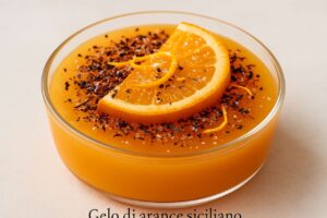 Gelo di arance siciliano: dessert al cucchiaio fresco, senza uova e con scaglie di fondente