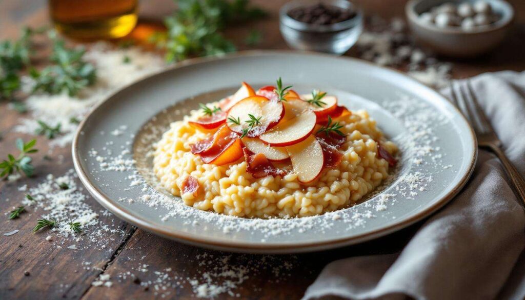 Risotto mele e speck: cremoso e profumato, con il contrasto che conquista