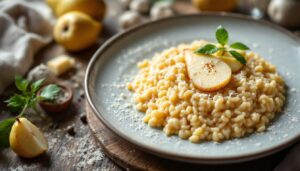 Risotto pere e taleggio cremoso: il trucco per una mantecatura vellutata