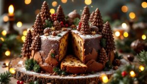 Scopri il magico panettone decorato come una foresta di cioccolato per un Natale da sogno