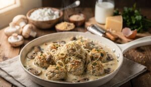 Polpette di ricotta ai funghi in padella: morbide e cremose con un tocco di latte
